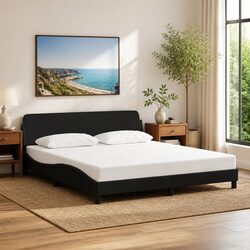 Queen Bed Frame Black Fabric Headboard 152x203cm Bedroom Furniture Upholstered