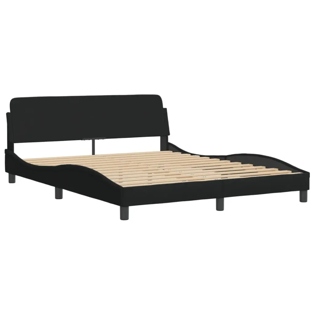 Queen Bed Frame Black Fabric 152x203cm Bedroom