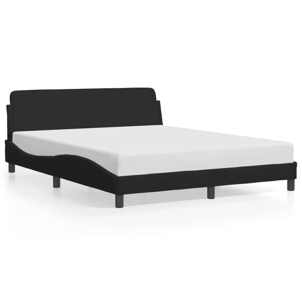 Queen Bed Frame for Bedroom Black Velvet with Headboard 152 x 203 cm