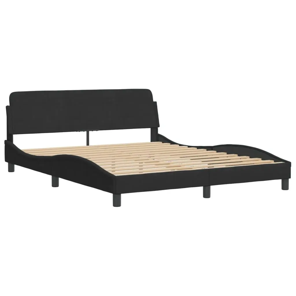 Queen Bed Frame for Bedroom Black Velvet with Headboard 152 x 203 cm