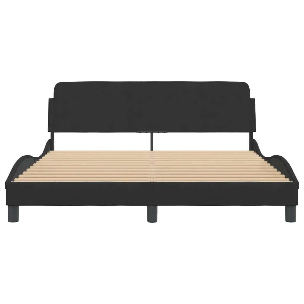 Queen Bed Frame for Bedroom Black Velvet with Headboard 152 x 203 cm