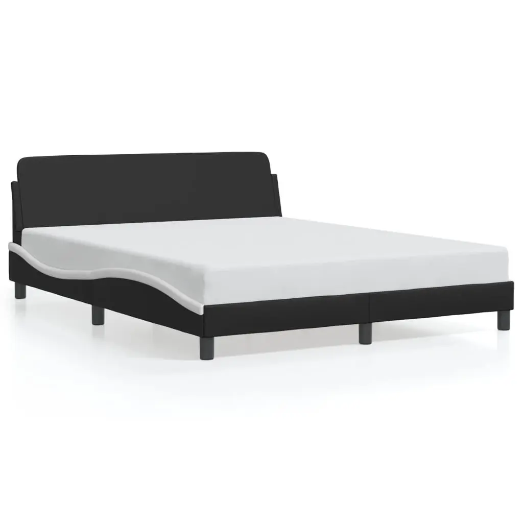 Queen Bed Frame for Bedroom Black Faux Leather 152x203cm