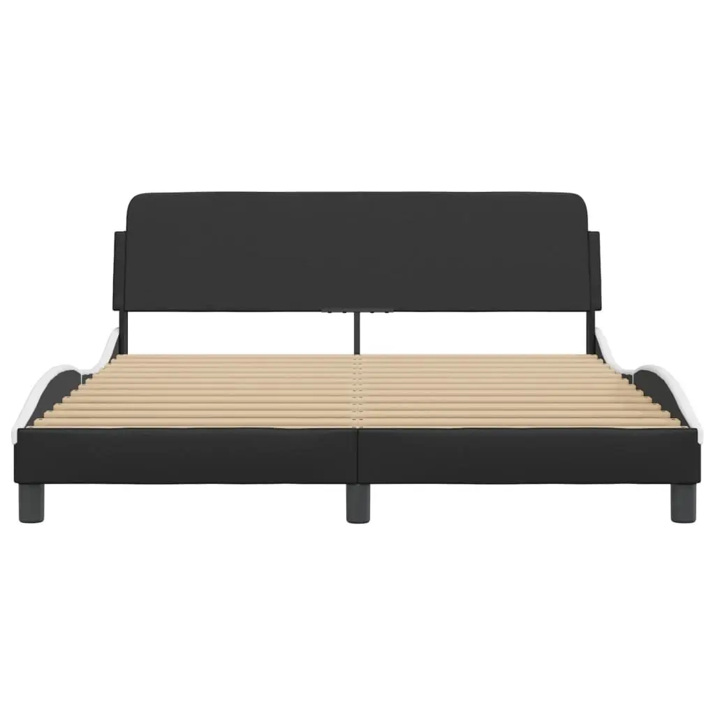 Queen Bed Frame for Bedroom Black Faux Leather 152x203cm