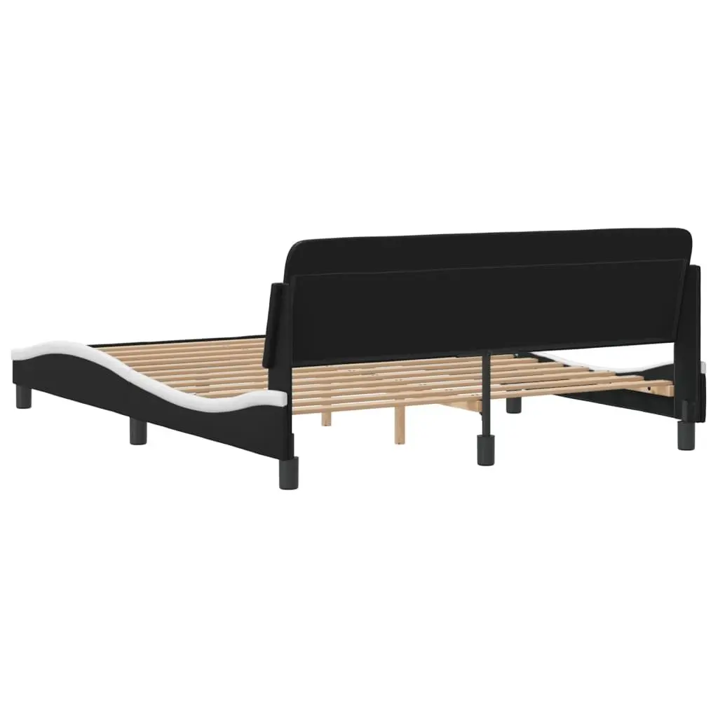 Queen Bed Frame for Bedroom Black Faux Leather 152x203cm