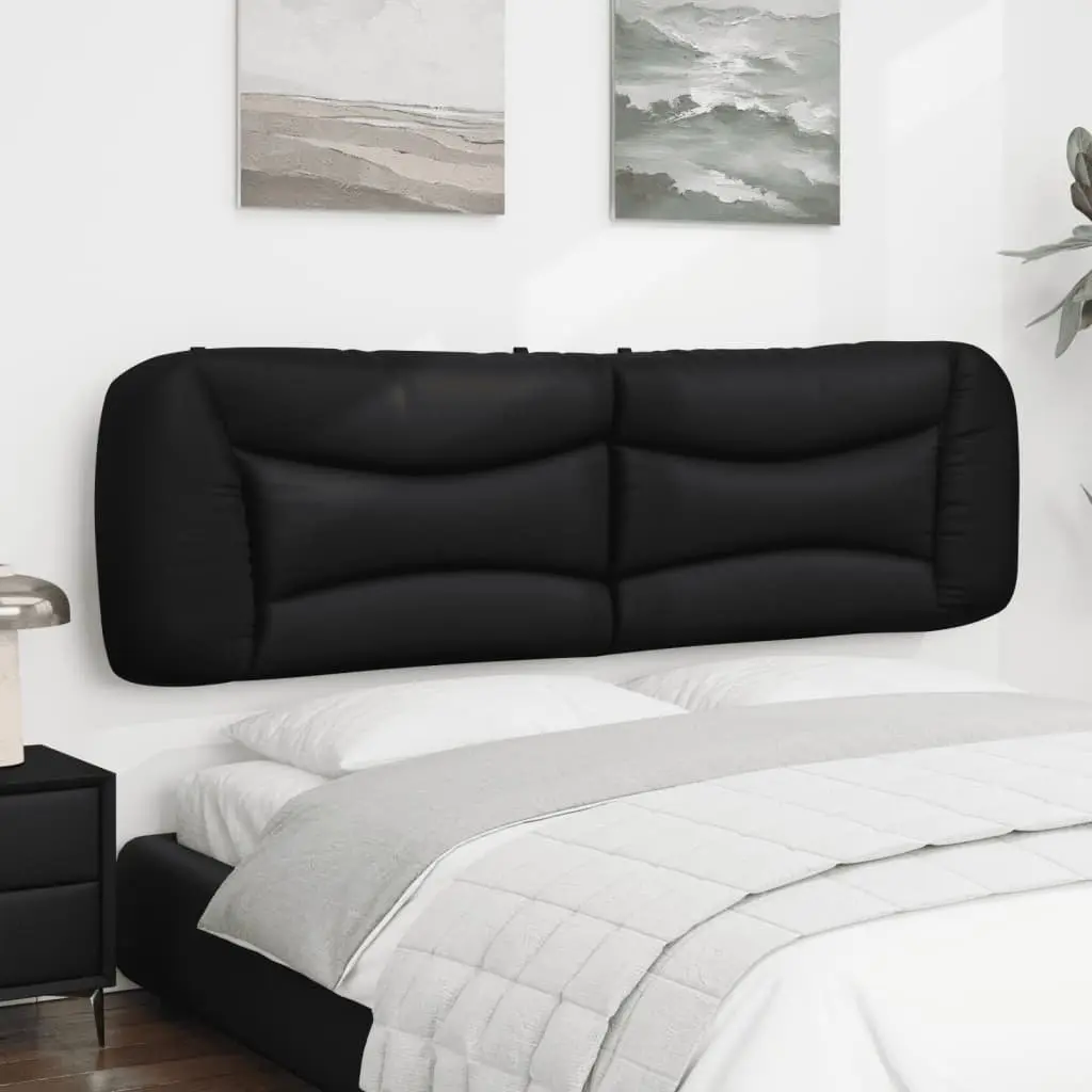 Wall Mounted Bed Pillow Faux Leather Headboard Cushion 180cm Black Soft Support