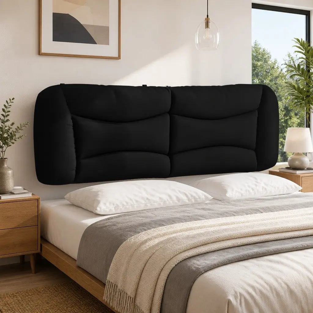 Headboard Cushion Black Fabric, 153 cm with Durable Support