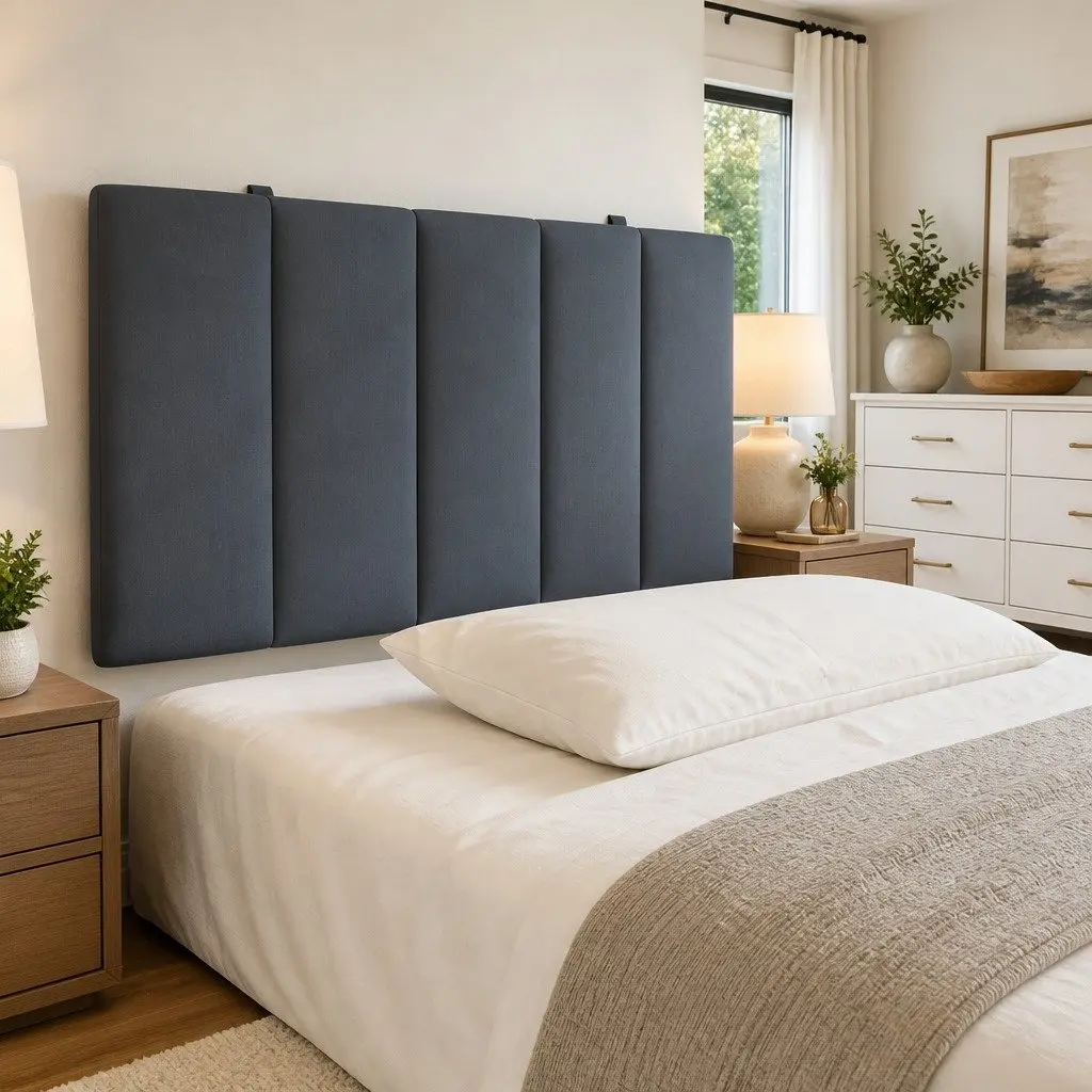 Headboard Cushion for Bedroom 90cm Grey Velvet Upholstered Pillow