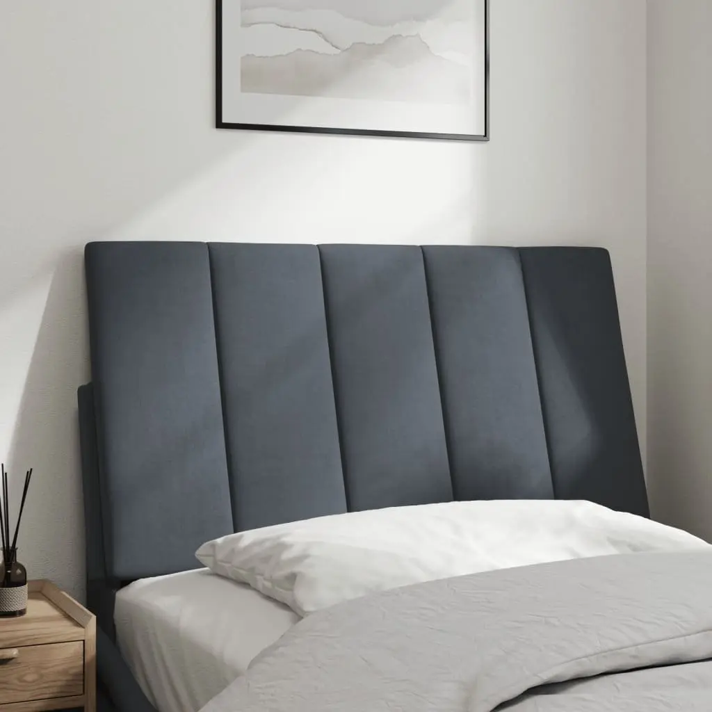 Headboard Cushion for Bedroom 90cm Grey Velvet Upholstered Pillow