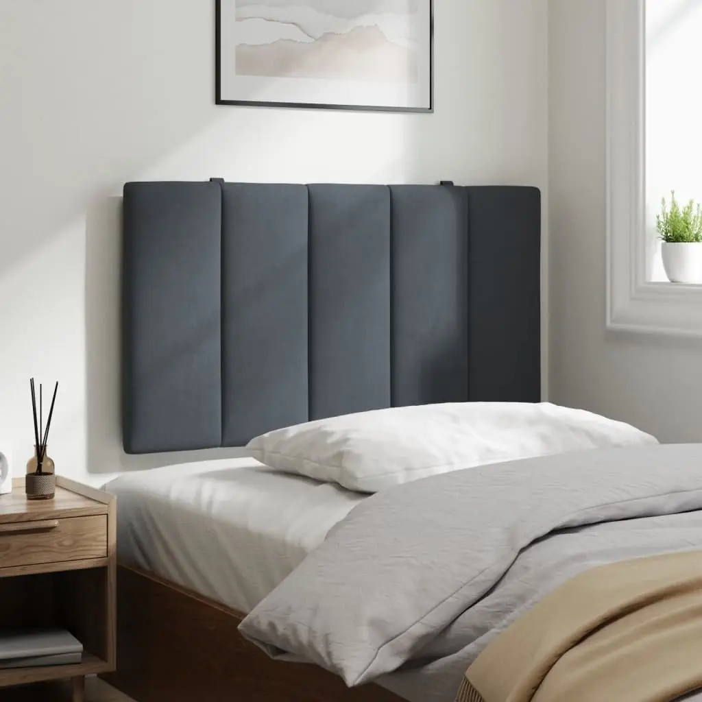 Headboard Cushion for Bedroom 90cm Grey Velvet Upholstered Pillow