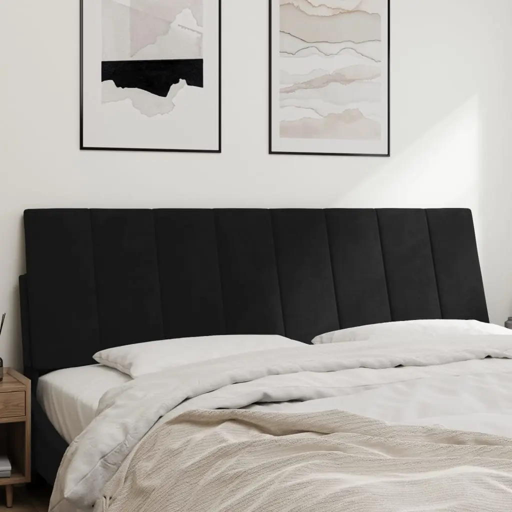 Headboard Cushion for Bed 153cm Black Velvet Wall Mounted Pillow Support