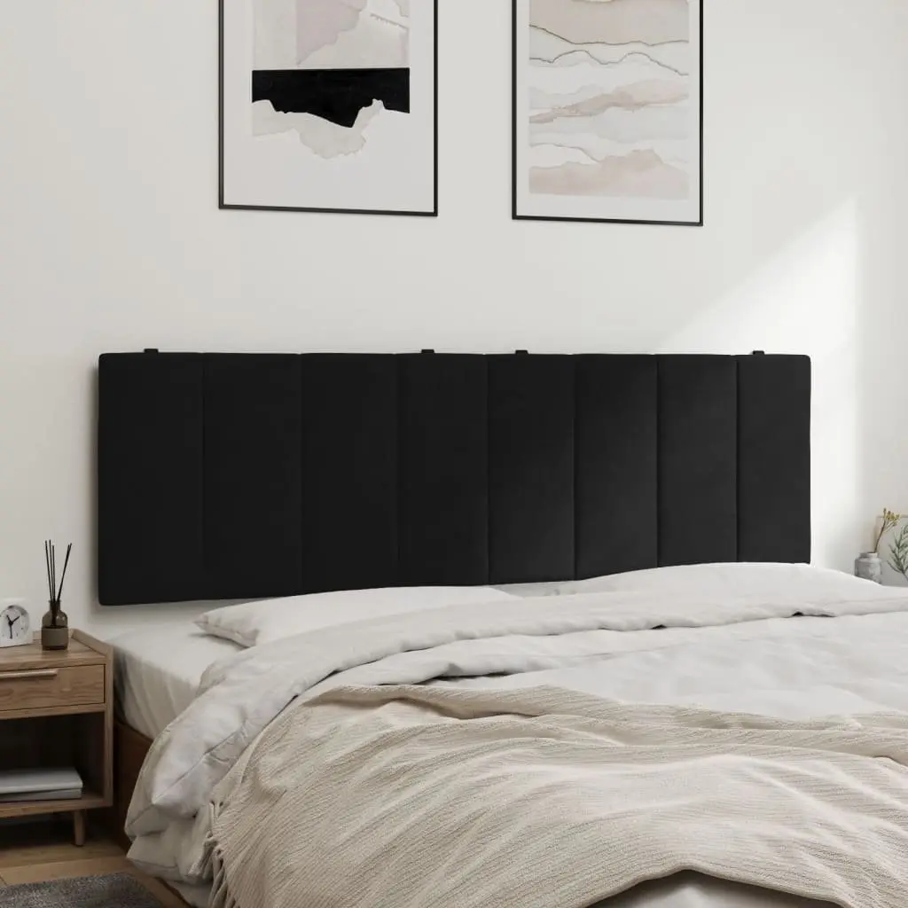 Headboard Cushion for Bed 153cm Black Velvet Wall Mounted Pillow Support