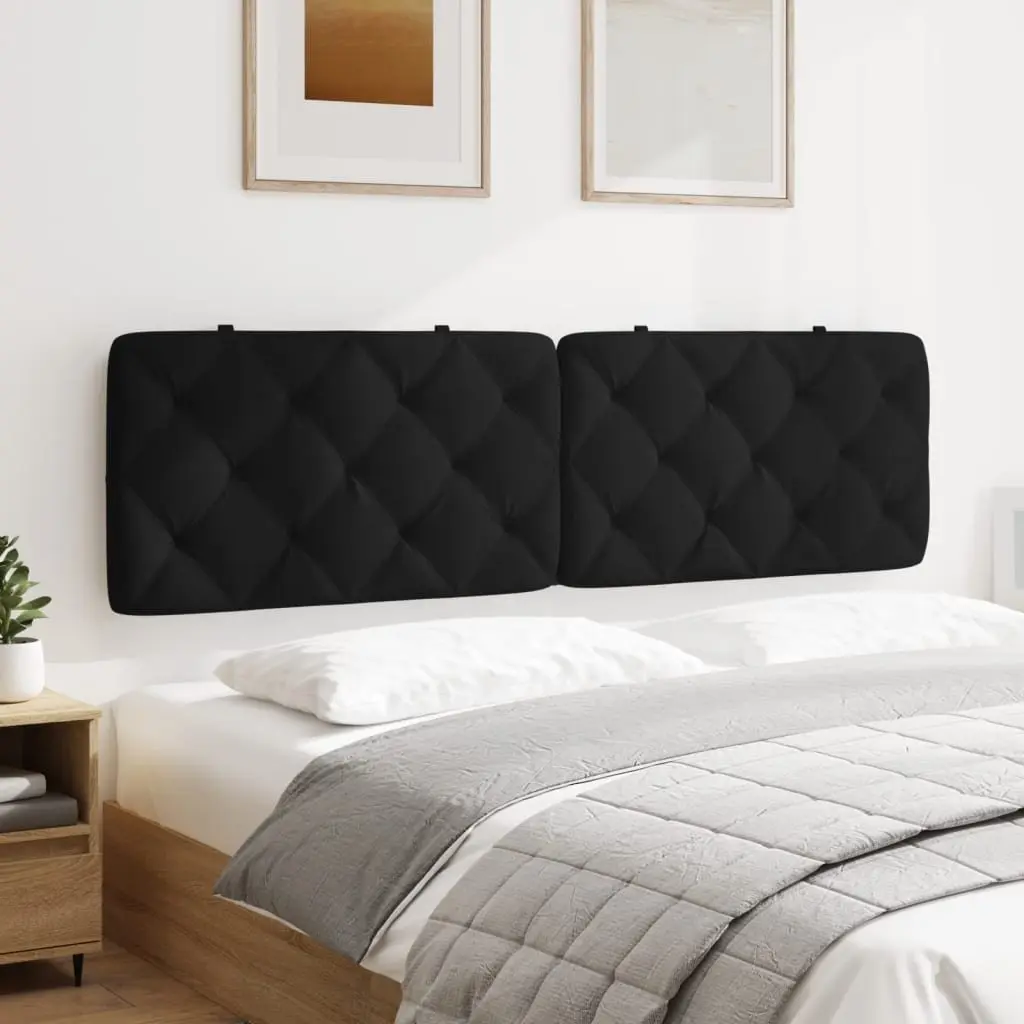 Headboard Cushion for Bed 180cm Black Velvet Upholstered Wall Mount Back Pillow