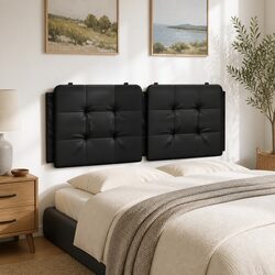 Headboard Cushion Specifications: Black Faux Leather, 137cm