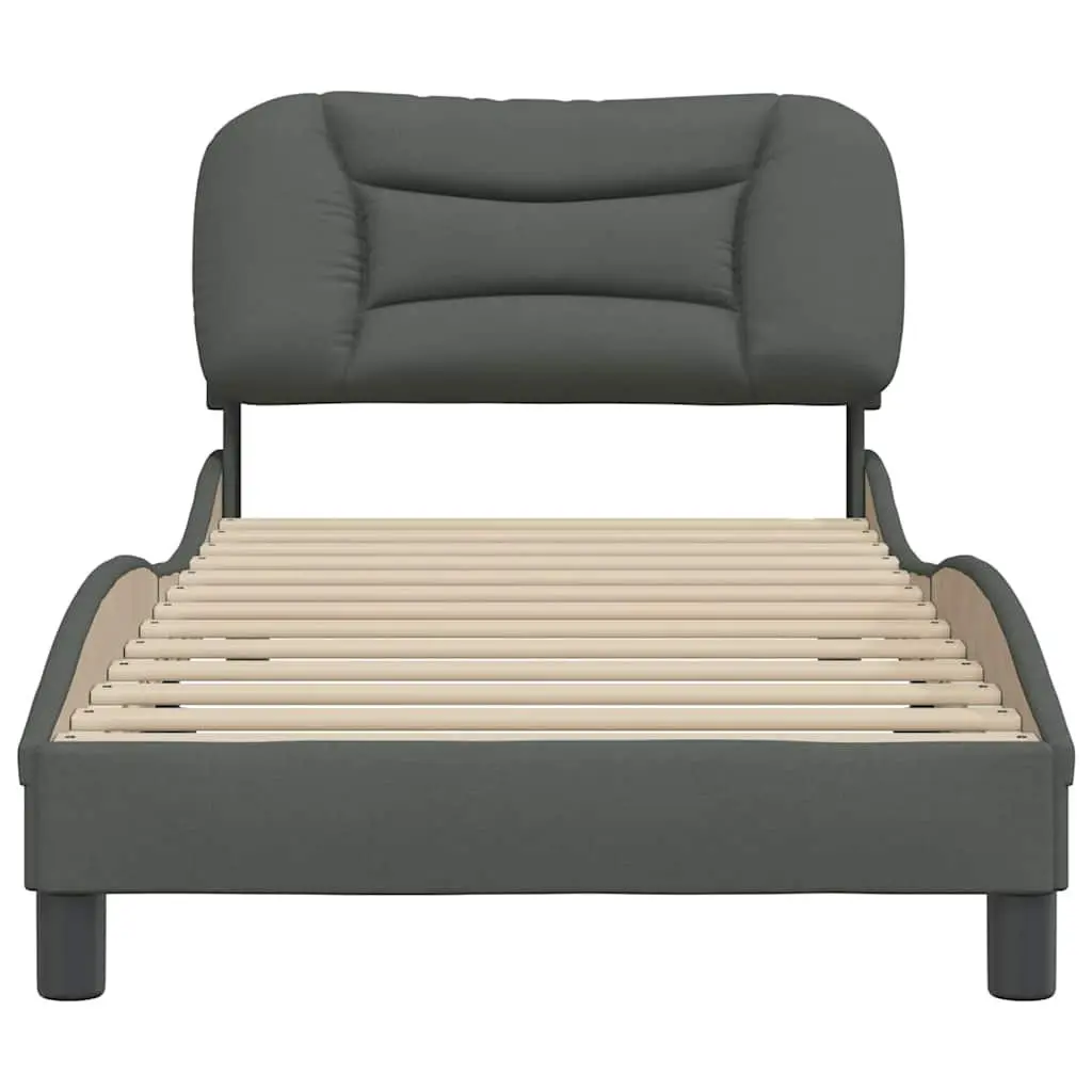 Grey Fabric Bed Frame 90x190 cm with Slatted Base