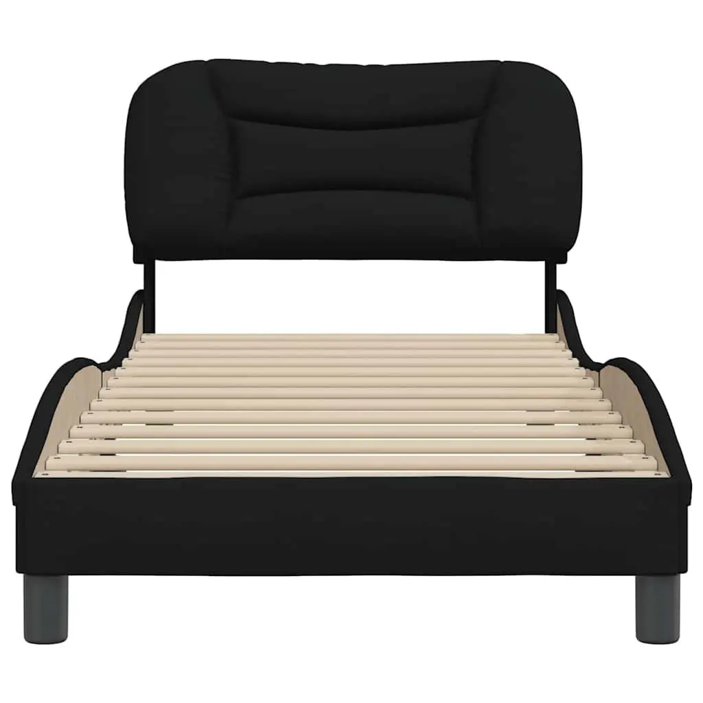 Black Fabric Bed Frame 90x190 cm with Slats