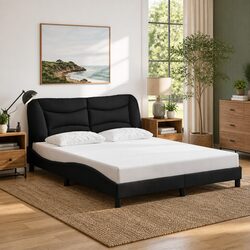 Queen Bed Frame with Plywood Slats - Black, 152x203cm
