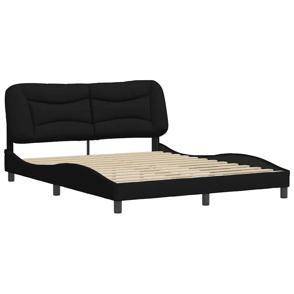 Queen Bed Frame for Bedroom with Fabric Headboard Black 152x203cm