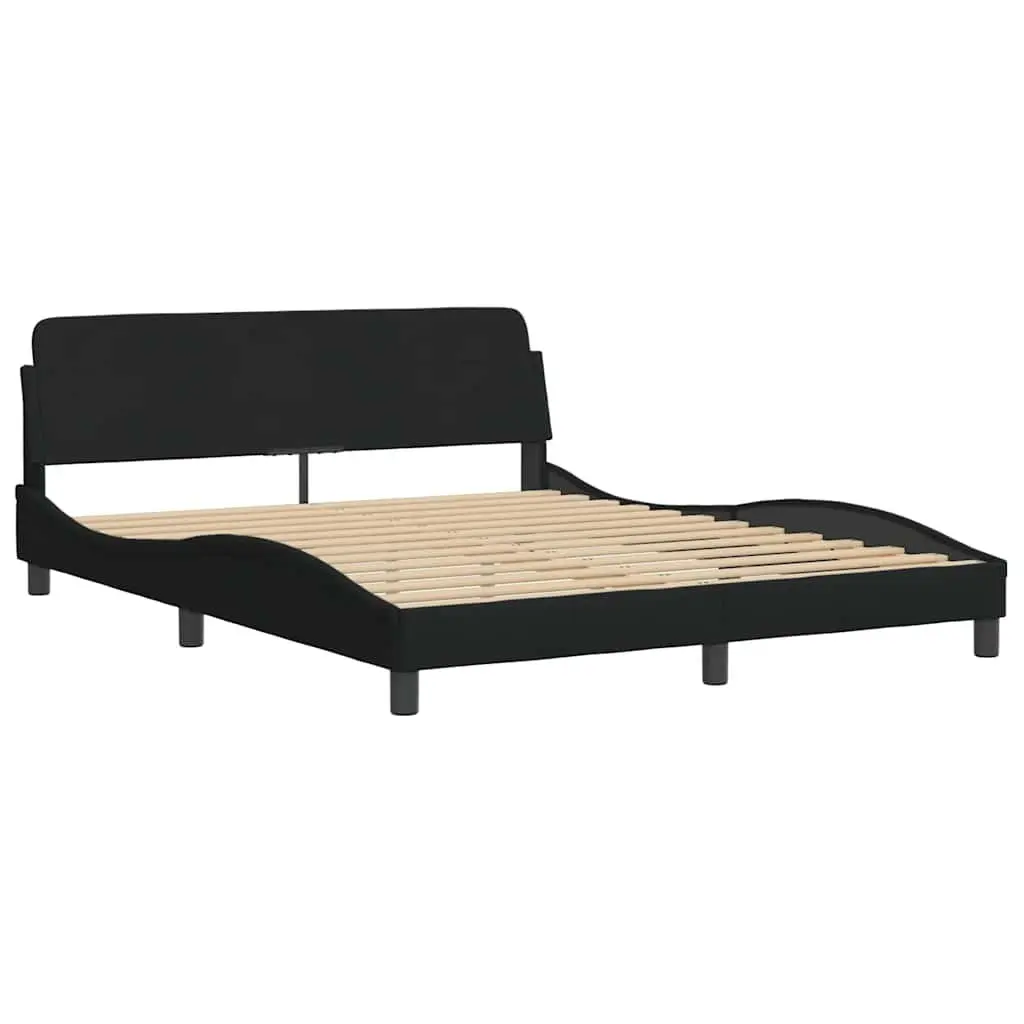 Queen Bed Frame for Bedroom with Fabric Headboard Black 152x203cm