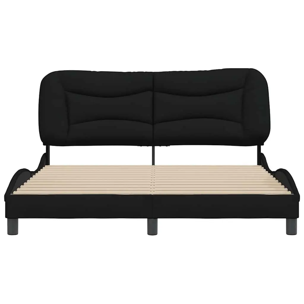 Queen Bed Frame for Bedroom with Fabric Headboard Black 152x203cm
