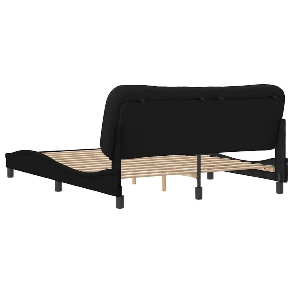 Queen Bed Frame for Bedroom with Fabric Headboard Black 152x203cm