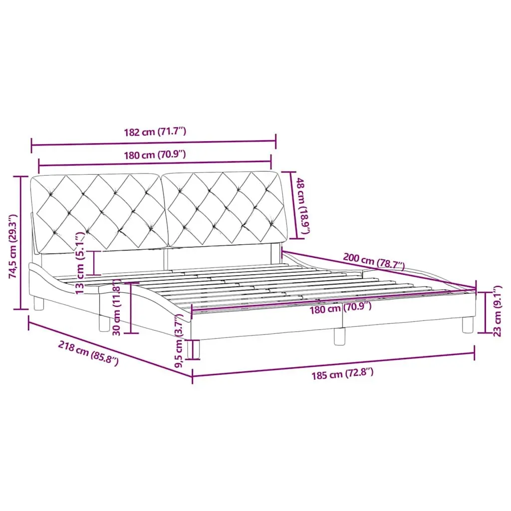 Black Velvet Bed Frame 180x200 cm