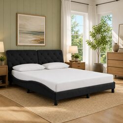 Queen Bed Frame Dimensions: 152x203 cm, Black Velvet