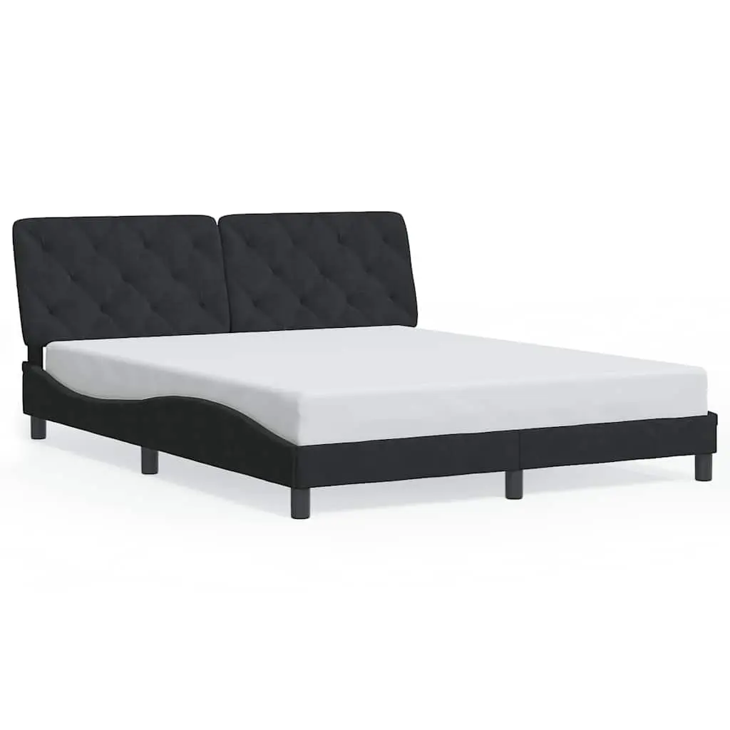 Queen Bed Frame Black Velvet 152x203 cm Headboard Bedroom Furniture without