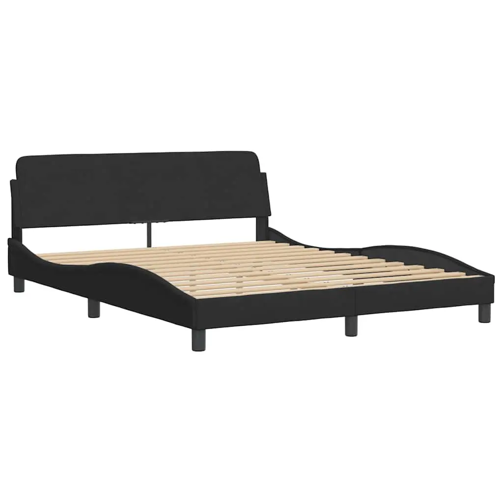 Queen Bed Frame Black Velvet 152x203 cm Headboard Bedroom Furniture without
