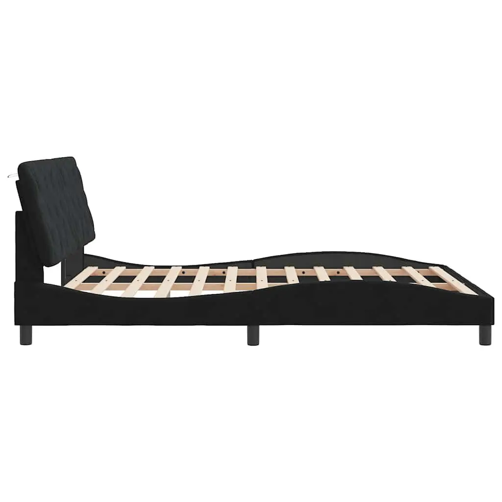Queen Bed Frame Black Velvet 152x203 cm Headboard Bedroom Furniture without
