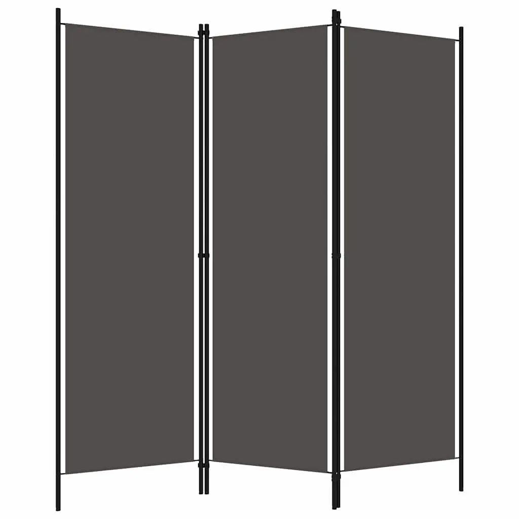 3-Panel Anthracite Room Divider with Iron Frame