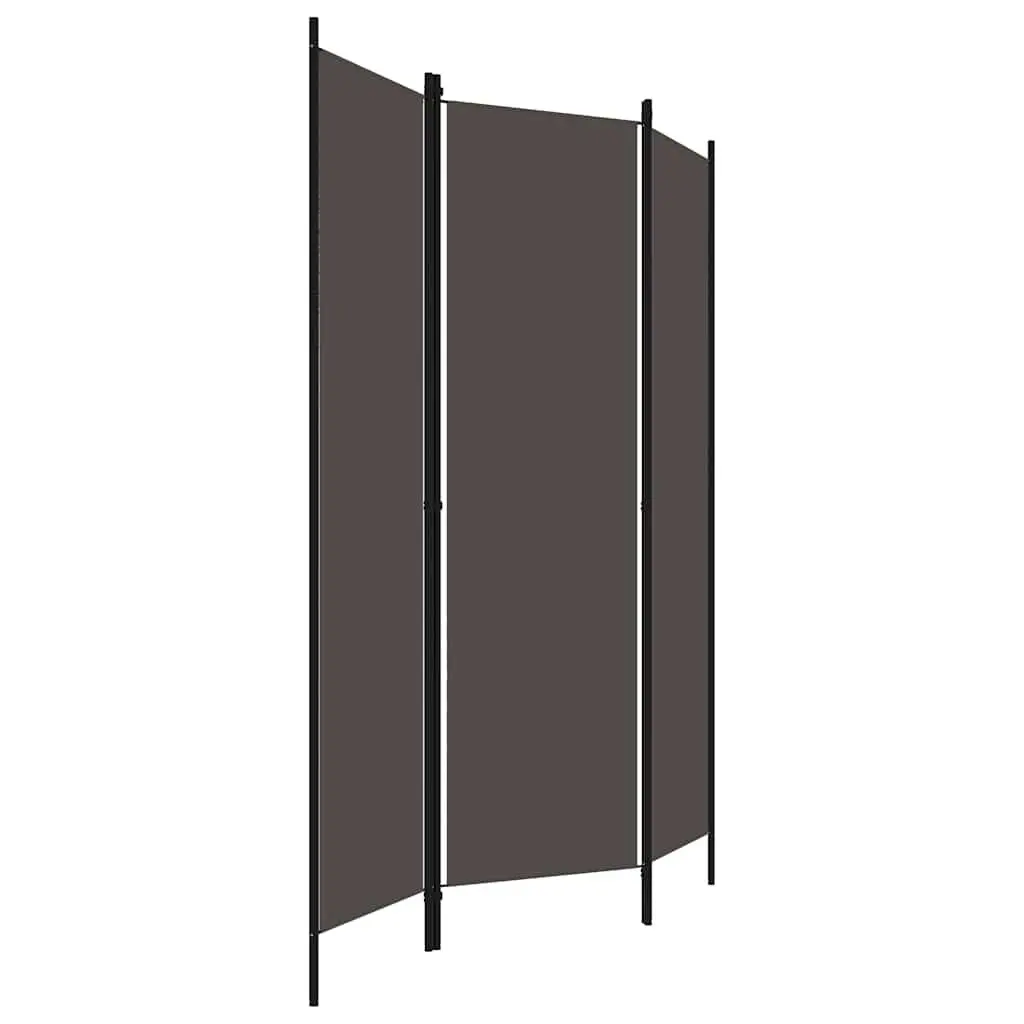3-Panel Anthracite Room Divider with Iron Frame