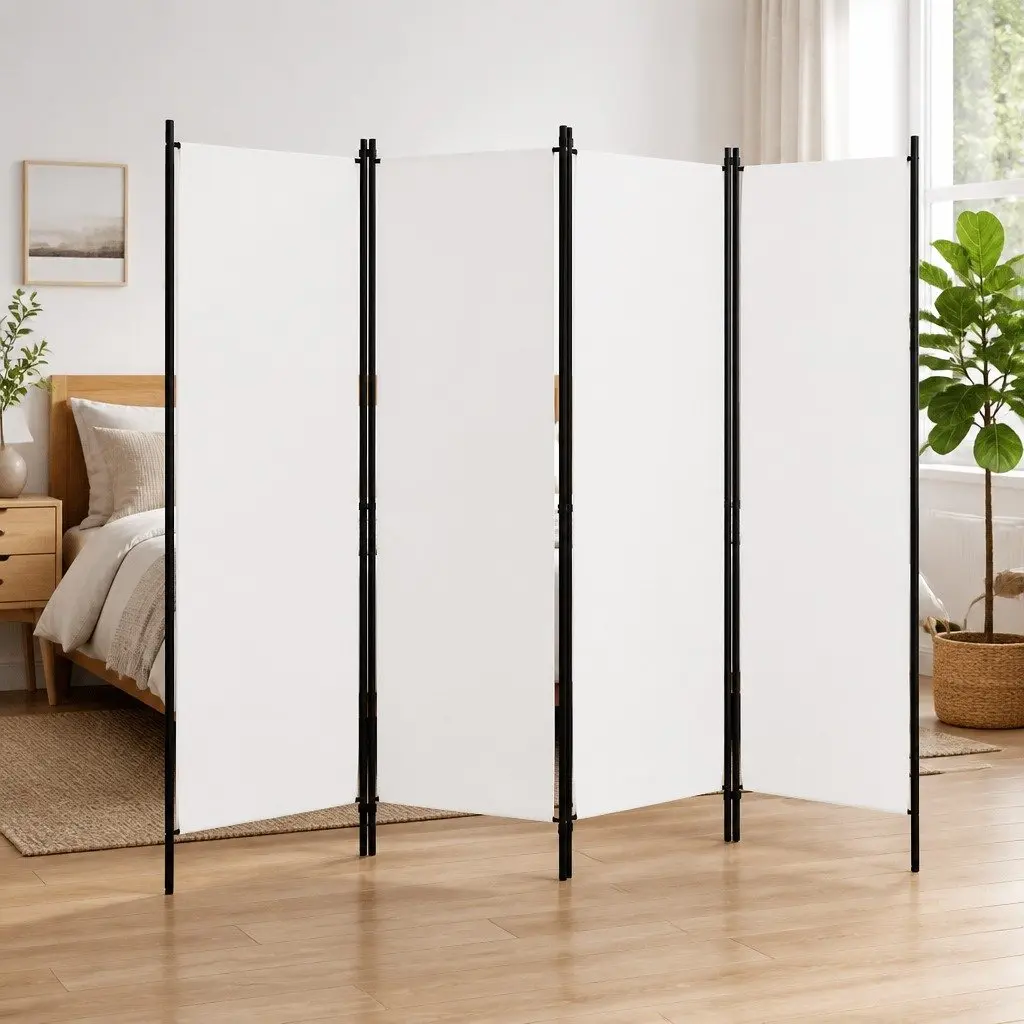 4-Panel Room Divider Freestanding Privacy Screen Folding Partition Bedroom White
