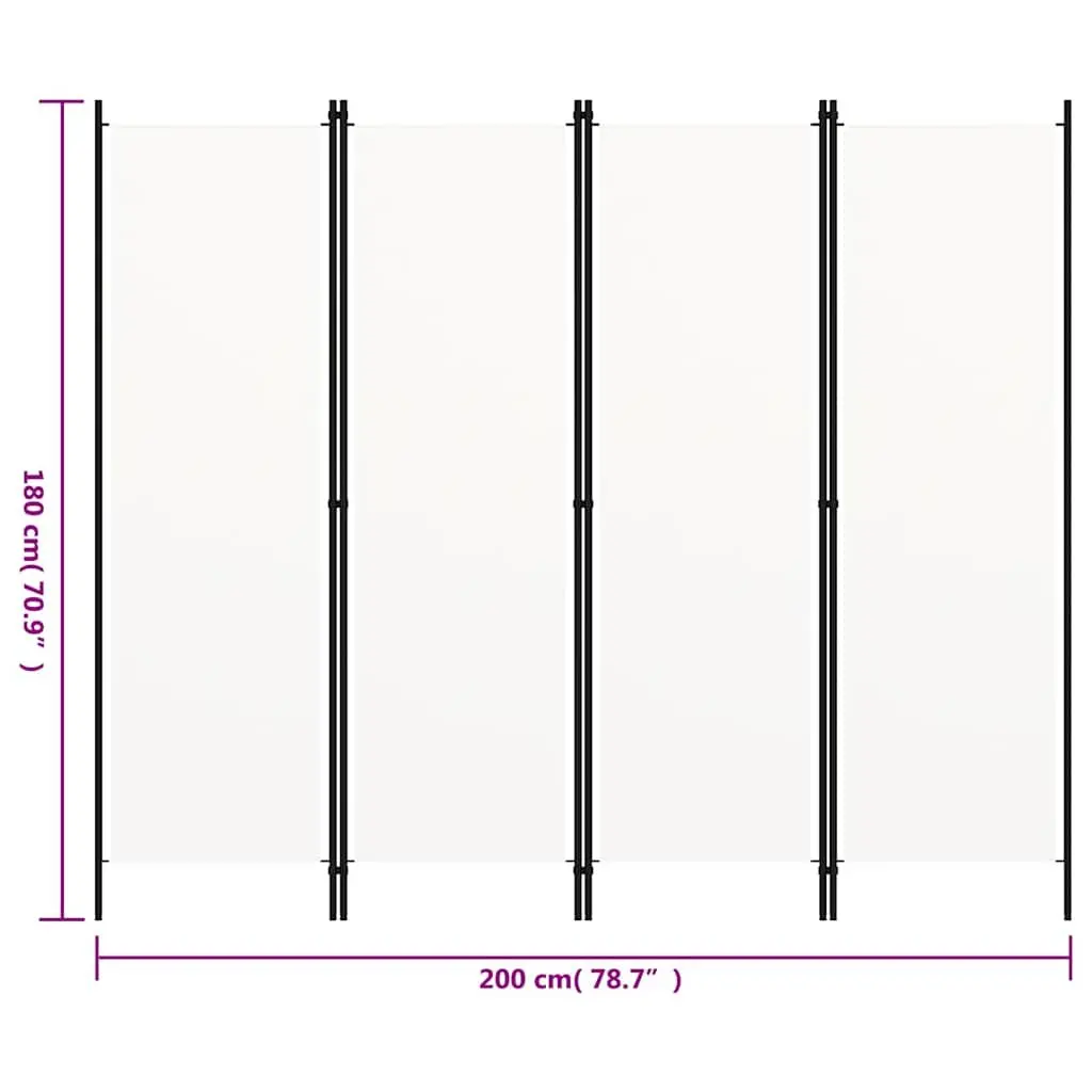 4-Panel Room Divider Freestanding Privacy Screen Folding Partition Bedroom White
