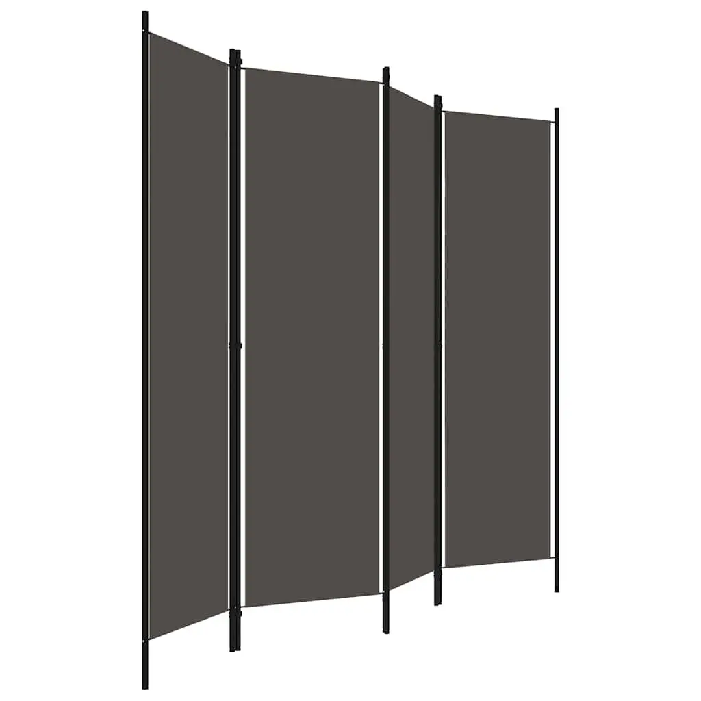 4-Panel Room Divider Folding Privacy Screen Partition Anthracite 200x180cm