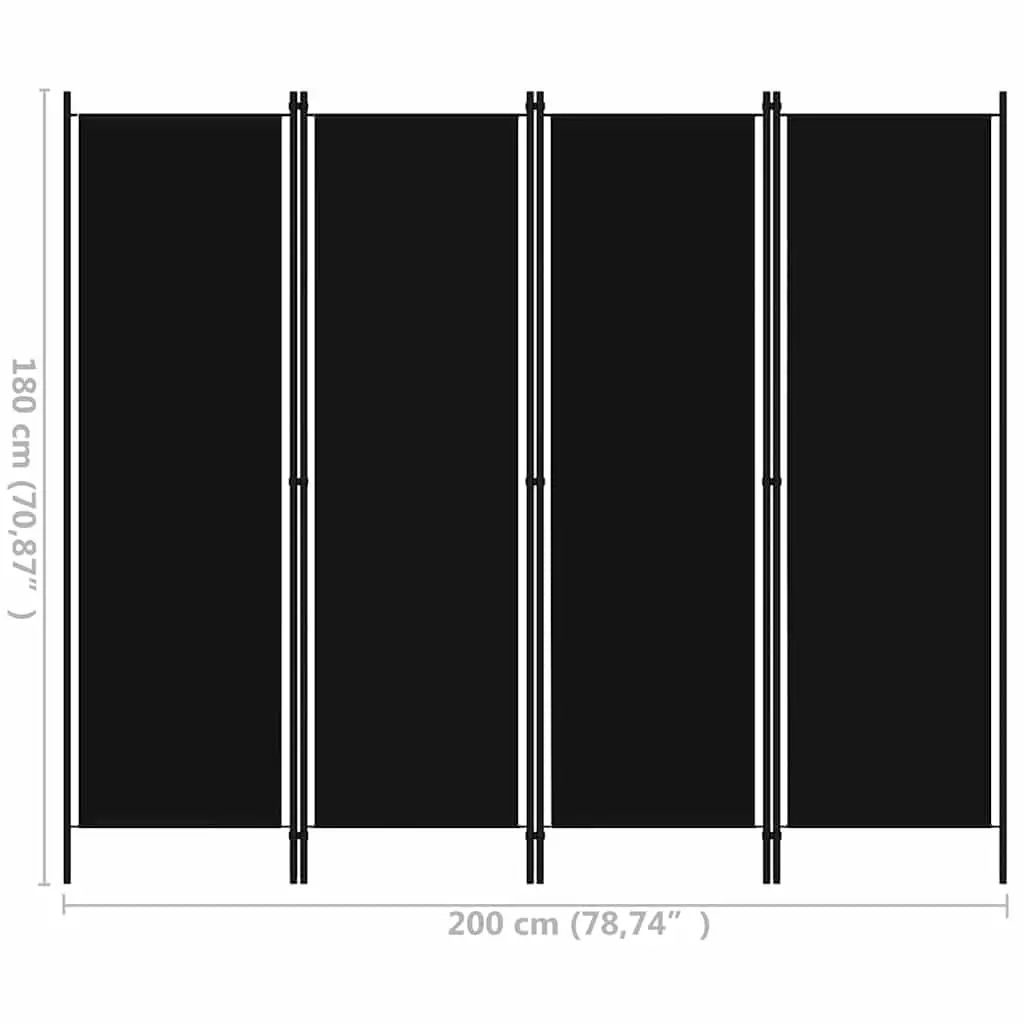 4-Panel Room Divider Folding Privacy Screen Partition Bedroom Freestanding Black