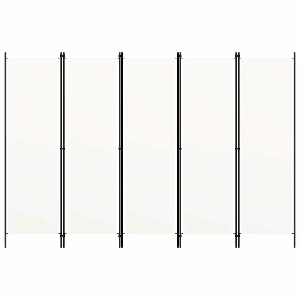 5 Panel Folding Room Divider Privacy Screen Freestanding White 250x180cm