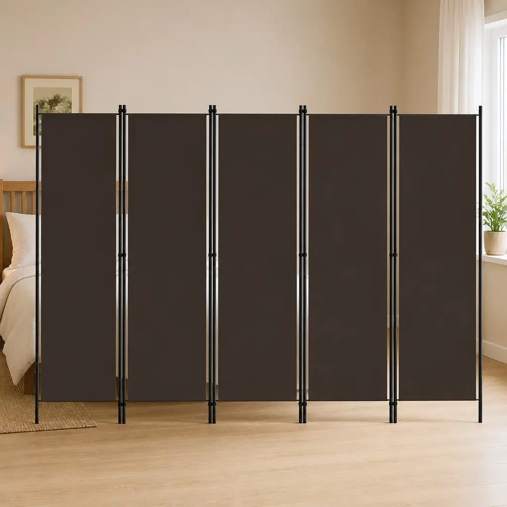 5-Panel Room Divider Folding Privacy Screen Partition Bedroom Decor 250 x 180 cm