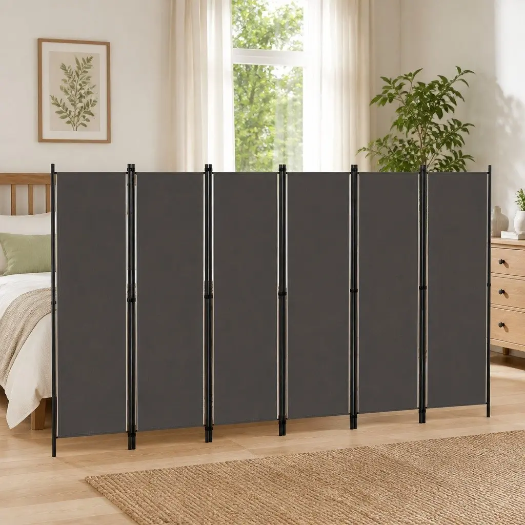 6-Panel Room Divider with Anthracite Finish