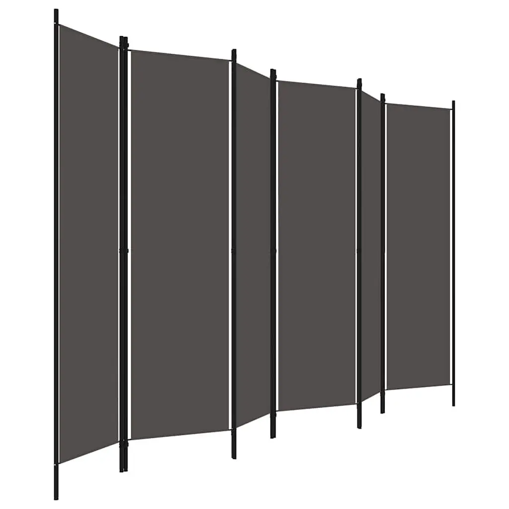 6-Panel Room Divider with Anthracite Finish
