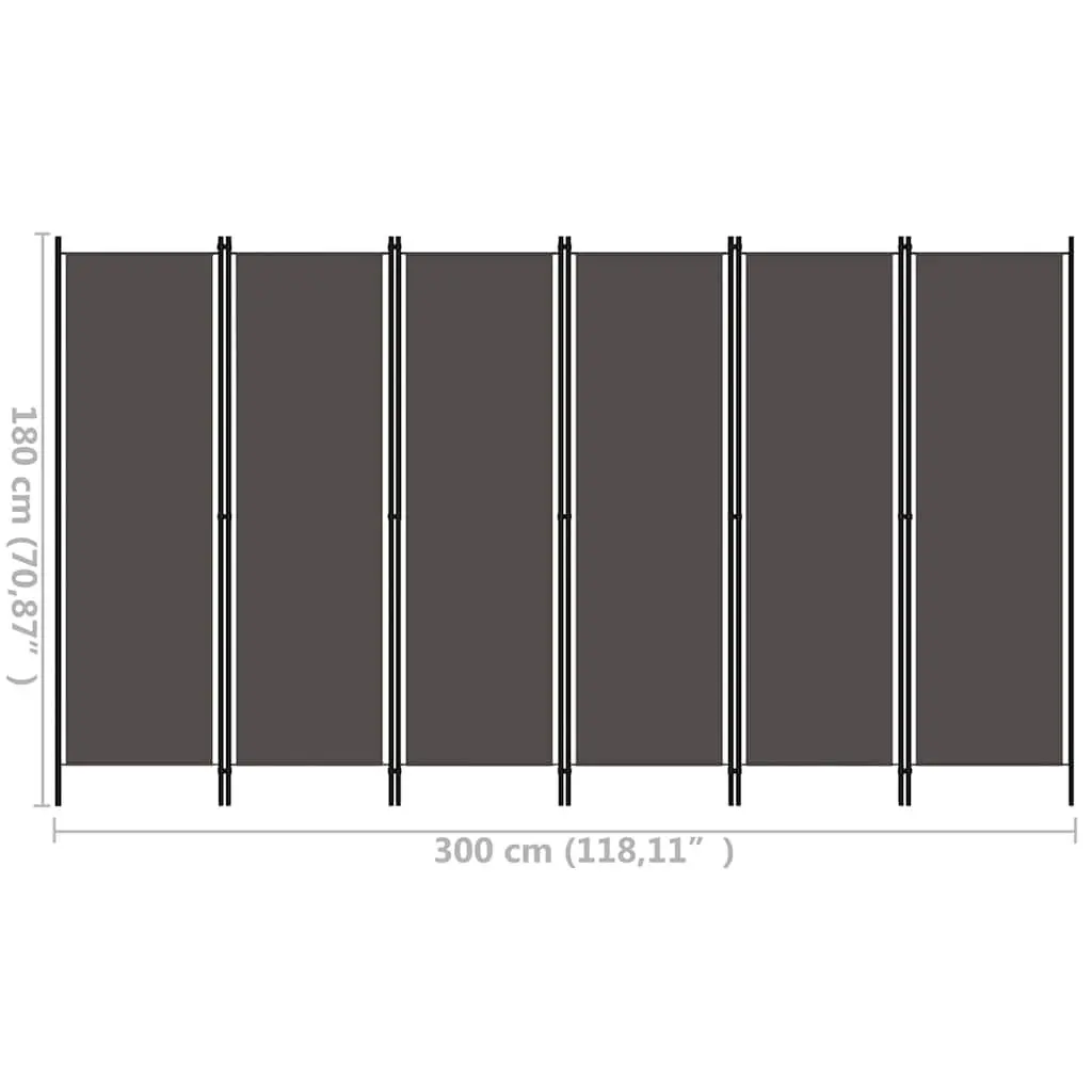 6-Panel Room Divider with Anthracite Finish