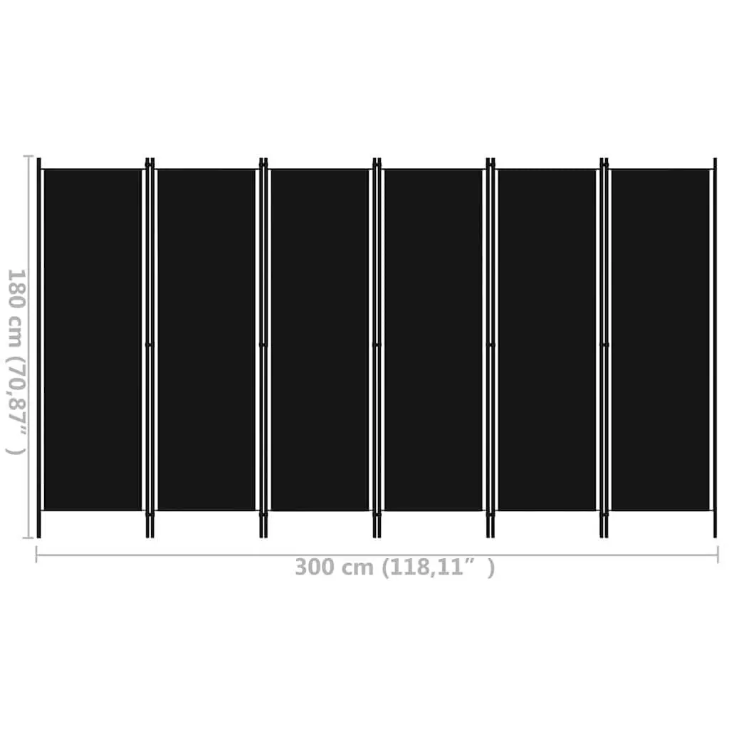 6-Panel Room Divider Freestanding Partition Privacy Screen 300 x 180 cm