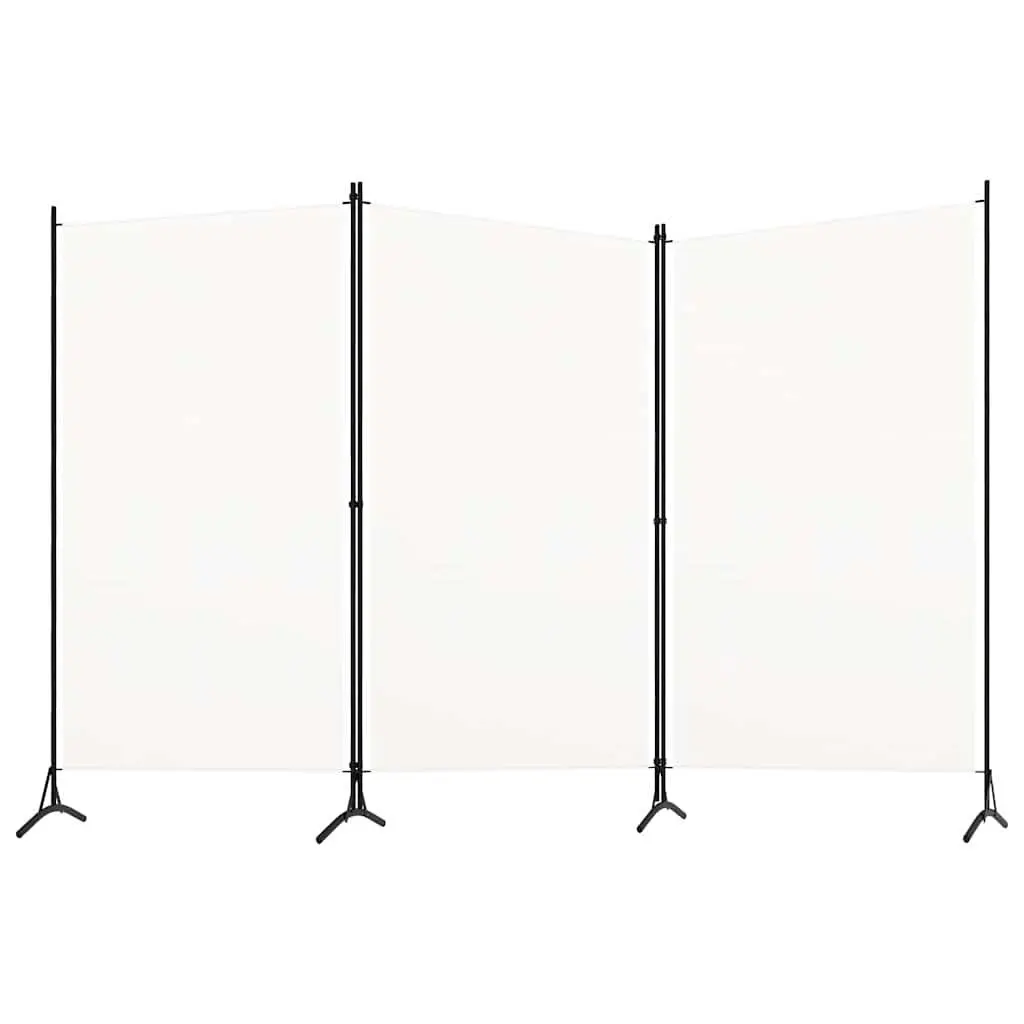 3-Panel Room Divider White Foldable Privacy Screen Partition Home Office Fabric