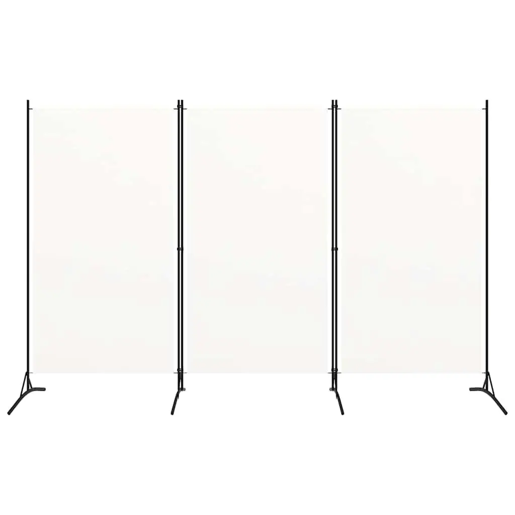 3-Panel Room Divider White Foldable Privacy Screen Partition Home Office Fabric