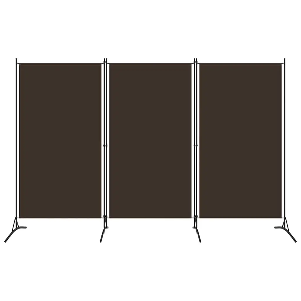 3-Panel Room Divider Folding Screen Brown Fabric 260x180 cm