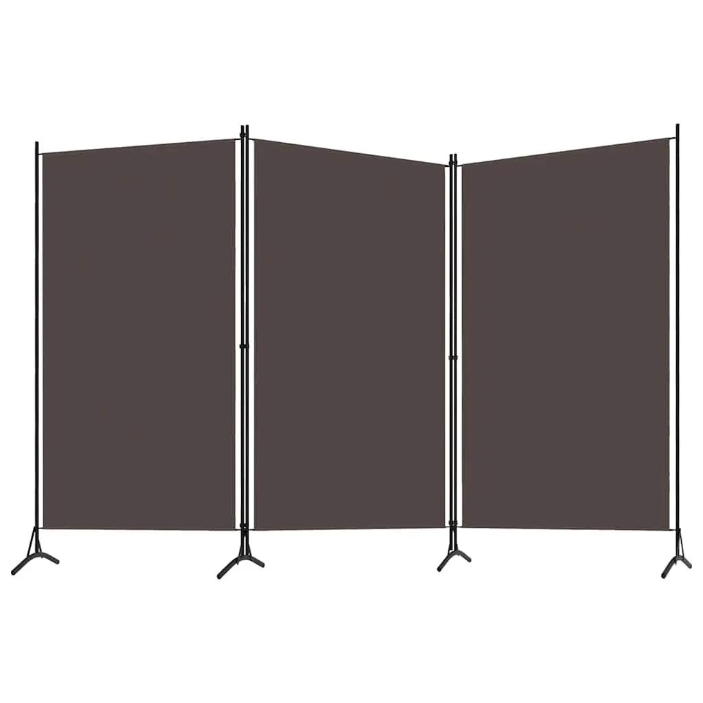 3-Panel Room Divider Folding Screen Brown Fabric 260x180 cm