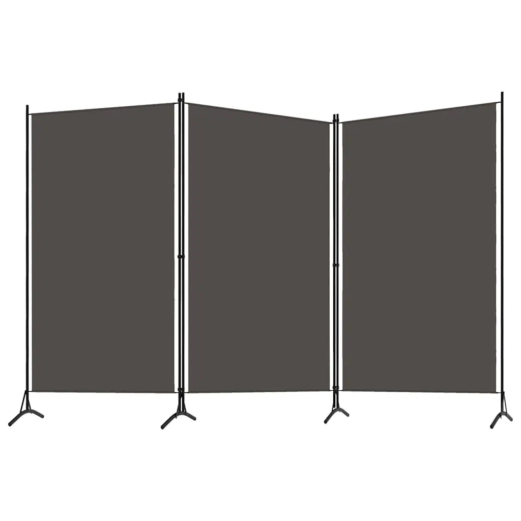 3-Panel Room Divider Grey Folding Privacy Screen Partition Home Office Bedroom 260 x 180 cm