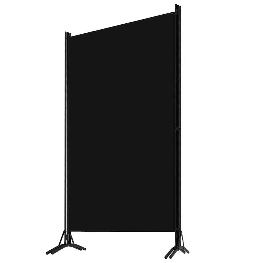 3-Panel Room Divider Black Folding Screen Fabric Partition Space Separator