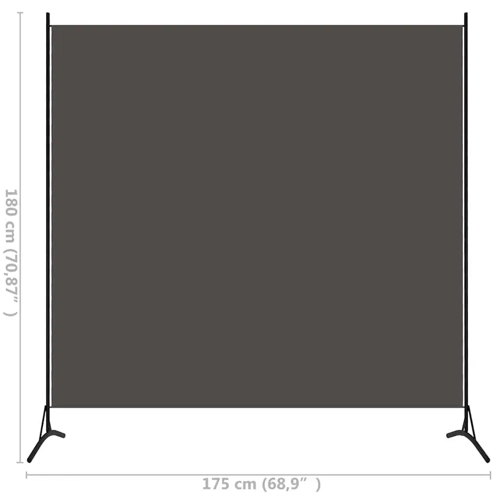 Room Divider Screen 175x180 cm Fabric Privacy Partition Anthracite Folding Panel