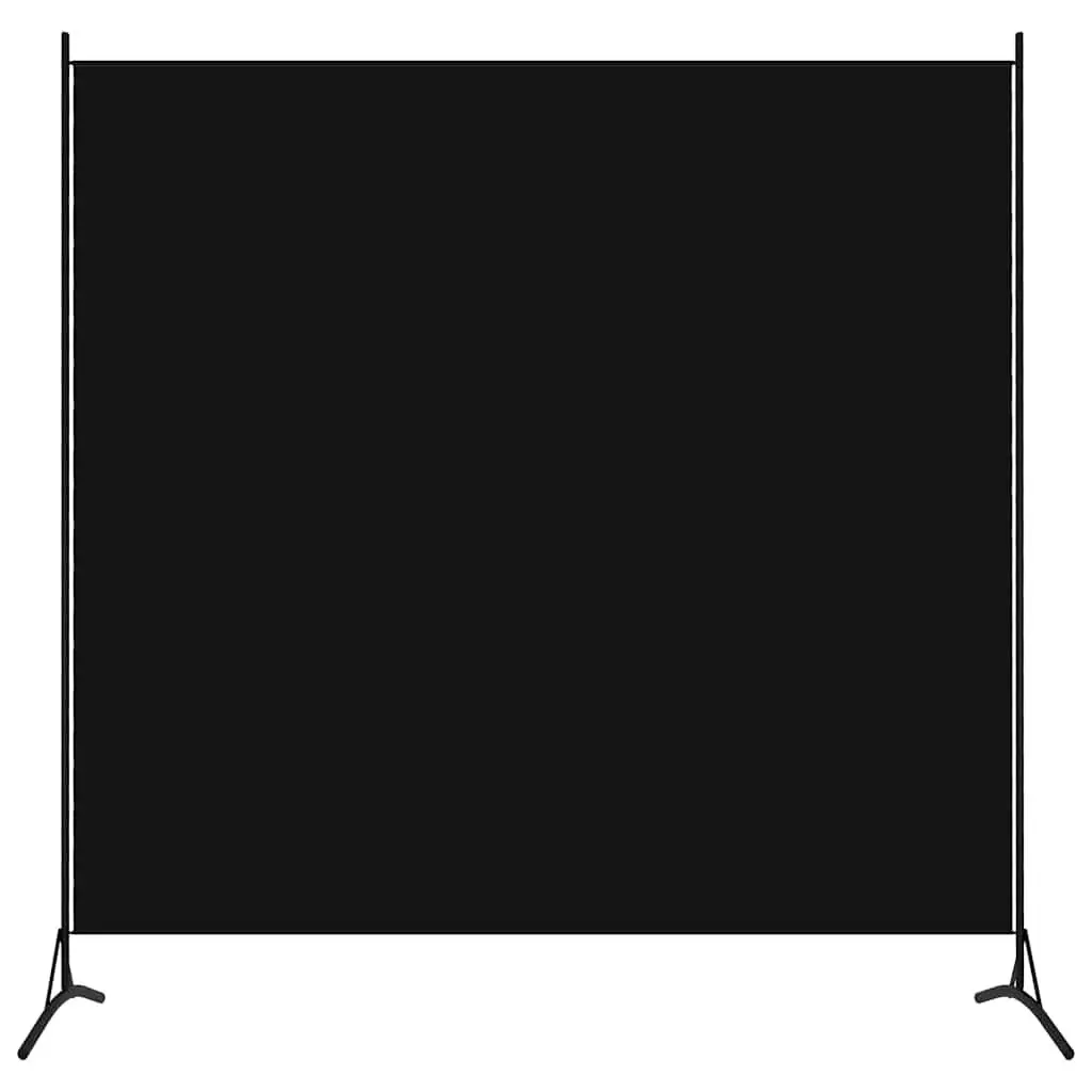 Room Divider Fabric Black Portable Partition Folding Screen 175x180 cm