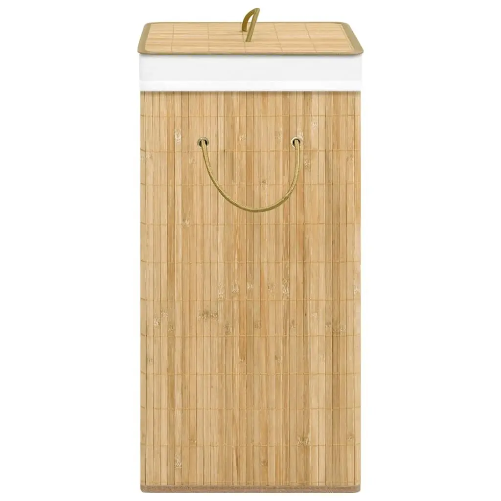 2-Compartment Bamboo Laundry Basket 72L with Fabric Liner